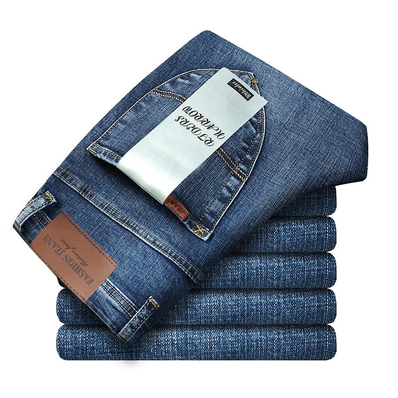 Wthinlee 8 Models Spring Autumn Business Jeans Men Casual Straight Stretch Fashion Classic Work Denim Trousers Brand Clothing
