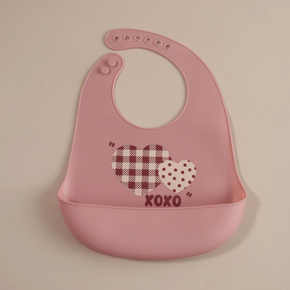 Customize Cartoon Animal Silicone Baby Bib with Name & Pattern Food-Grade Solid Feeding Bib DZ31