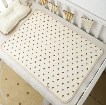 70*90cm Baby Urine Mat Breathable Waterproof Washable Cute Cotton Yarn Printed Newborn Diaper Pad Suitable for All Seasons