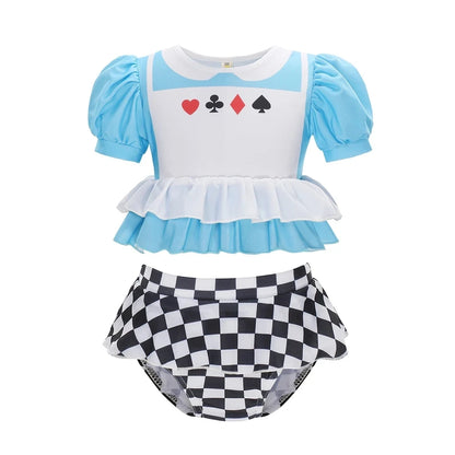 Fairy Tale Princess Swimsuit for Girls Elsa Anna Snow White Swimwear Belle Child Kids Toddler 2-8Y Bathing Suit with Skirt