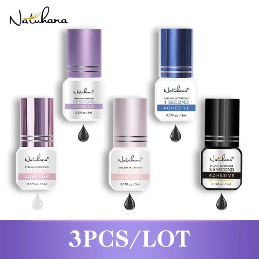 NATUHANA 3pc/lot Eyelash Glue Waterproof Lashes Extensions Adhesive Fast Drying Long Lasting Eye Glue Makeup Tools