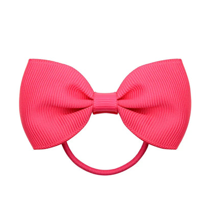 2.75 Inch Small Ribbon Bows With Elastic Hair Bands For Kids Girls Ponytail Solid Color Bowknot Hair Ropes Ties Hair Accessories