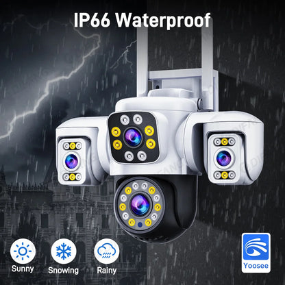 Yoosee 15MP WIFI Security Camera Outdoor AI Human Tracking 3 Lens 3 Screens 360° PTZ Surveillance Full Color Night Vision CCTV