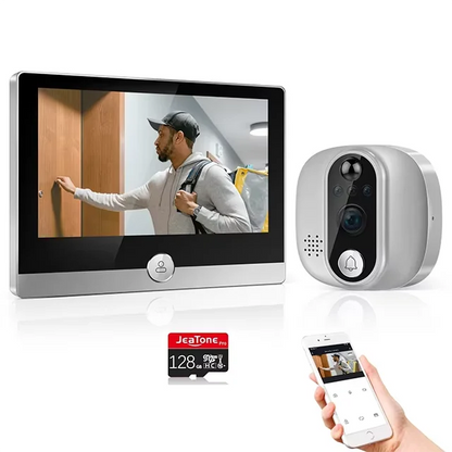Jeatone Alexa Tuya Smart WiFi Video Peephole 1080P/158° Doorbell Camera For Home 4.3" LCD Screen 24H PIR Movement Detection Eye
