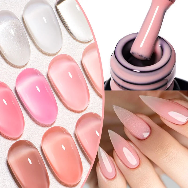 2 In 1 Nude Pink Rubber Base Gel Nail Polish Semi Permanent Self Leveling UV Construction Gel Varnish Soak off DIY Nail Supplies