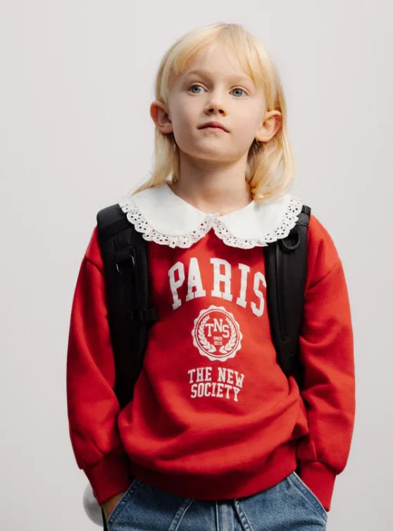 New Trend 26Aw TNS Style Pure Cotton Sweatshirt Top for Boys and Girls Pretty Girls