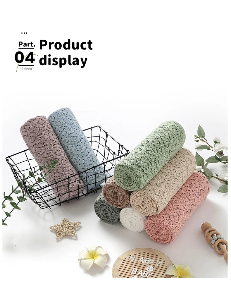Cotton Baby Blanket Knit Infant Boy Girl Bedding Quilt 90*70CM Solid Toddler Stroller Swaddle Super Soft Plaid Fashion Hollow Ou