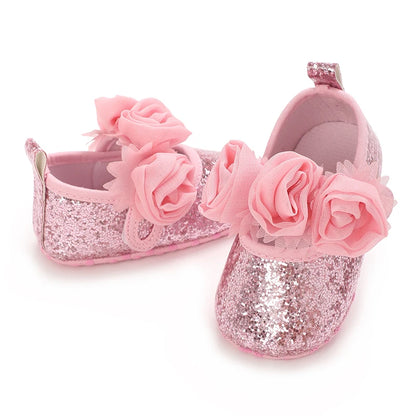 Baby Learning Walk Shoes, Elegant 3D Flower Infant Crib Shoes,Multi Style Soft Dress Footwear for Newborn Baby Girls 0-18Months