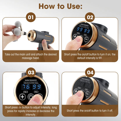 Electric Fascia Gun 24W 99 Gear Adjustable 11 Replacement Head Deep Tissue 8mm Percussion Massager Rechargeable Home Gym Massage