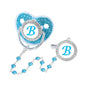 Blue Zircon Baby Pacifier Clip 26 Letters Newborn Personalized Luxury Pacifiers Holder Silicone Infant Teether Nipple Bpa Free
