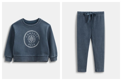 2026 Ali Plus new AW26 Compass Collection Dusty pink Muted blue washed denim oversized sweatshirt kids girl boy baby clothing