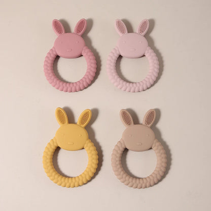 Silicone Teether Baby Gift Easter Bunny Shaped Cartoon Cute Teething Toy Chew Bead Sensory Gum Relief Soother