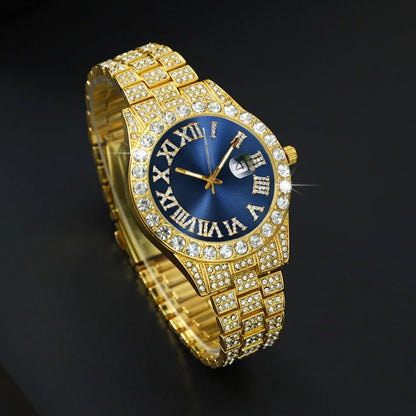 2-Piece Men's Luxury Watch Set - Classic Minimalist Large Dial Casual Versatile Quartz Watch Golden & Silvery Combination Set