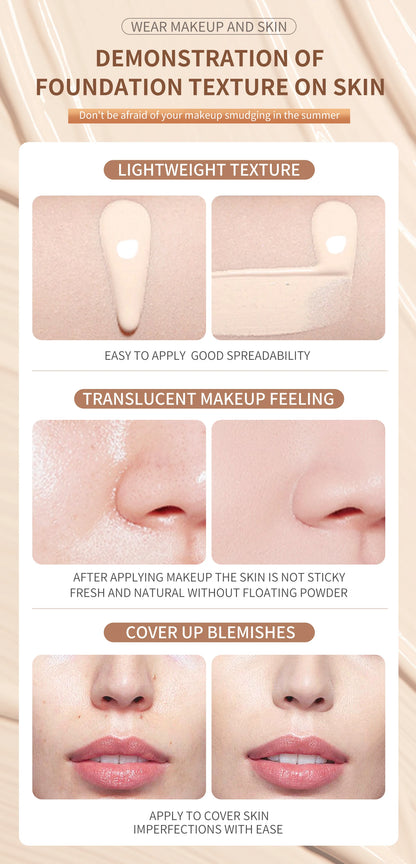 Full Coverage Foundation, Matte Finish Oil-control Liquid Foundation, Covering Blemishes And Dark Spot, Concealer Cream