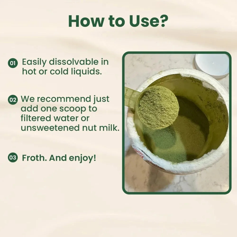 Matcha Collagen Powder with Marine Collagen Organic Green Tea Drink Mix Daily Beauty Wellness Support Gluten Free 30 Servings