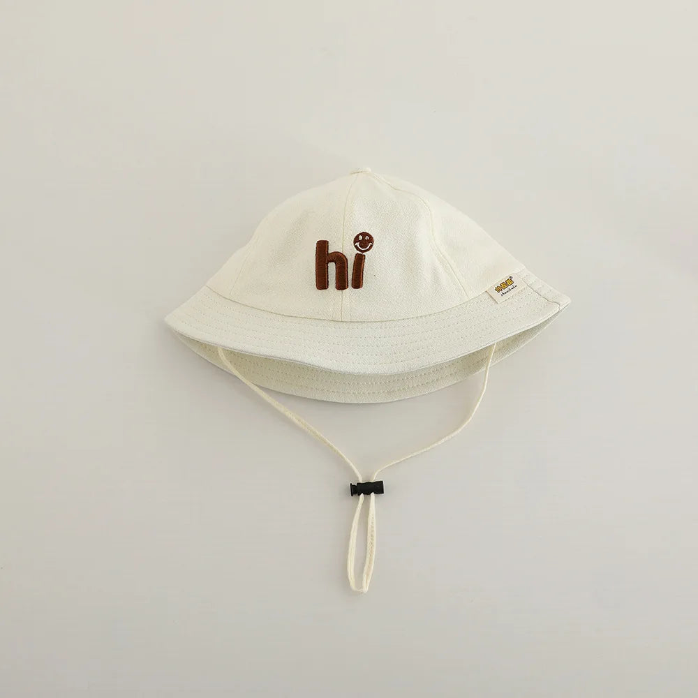 New Embroidered Letter Baby Bucket Hats Spring Sunhat Fishing Hat Sunshade Visor Boy Girl Outdoor Fashion Beach Cap For 6-24M