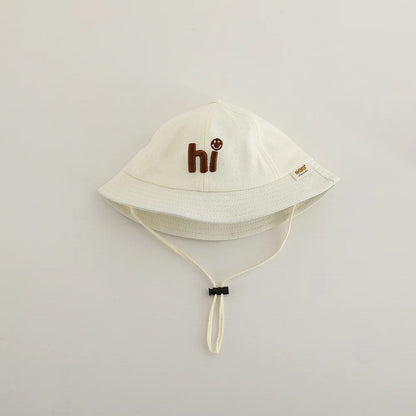New Embroidered Letter Baby Bucket Hats Spring Sunhat Fishing Hat Sunshade Visor Boy Girl Outdoor Fashion Beach Cap For 6-24M