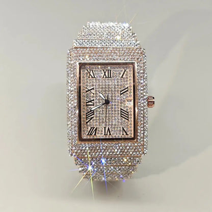 2025 Hot Luxury Brand Quartz Diamond Watch For Men Fashion Hip Hop Full Diamond Bling Jewelry Wristwatches Man Dropshipping ﻿