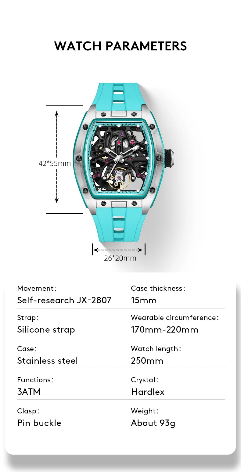 Mechanical Watch 2026 Luminous Transparent Steel Case Tourbillon Automatic Luxury Skeleton Dial Wholesale Gorman Watch