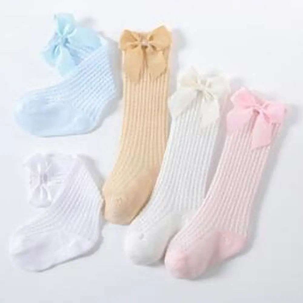 New Girls Stockings Toddler Knee High Bubble Mouth Stockings Baby Bowknot Cotton Nonslip Toddler Stocks Lace Stocking For Girl