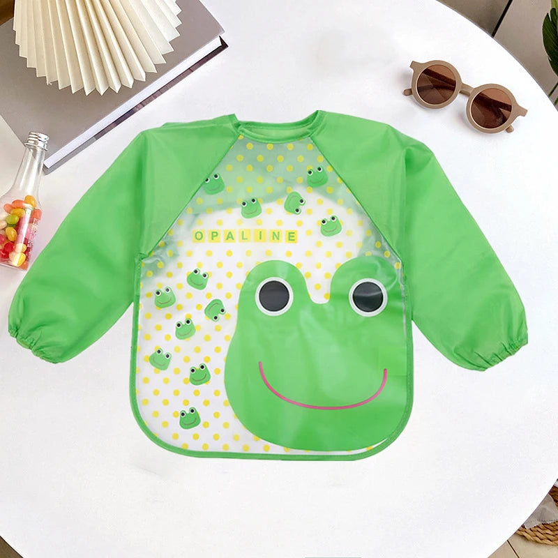 Baby Smock Bibs Waterproof Long-sleeved Eating Feeding Art Apron Newborn Toddler Burp Cloths Fit 0-3 Years Dropshipping