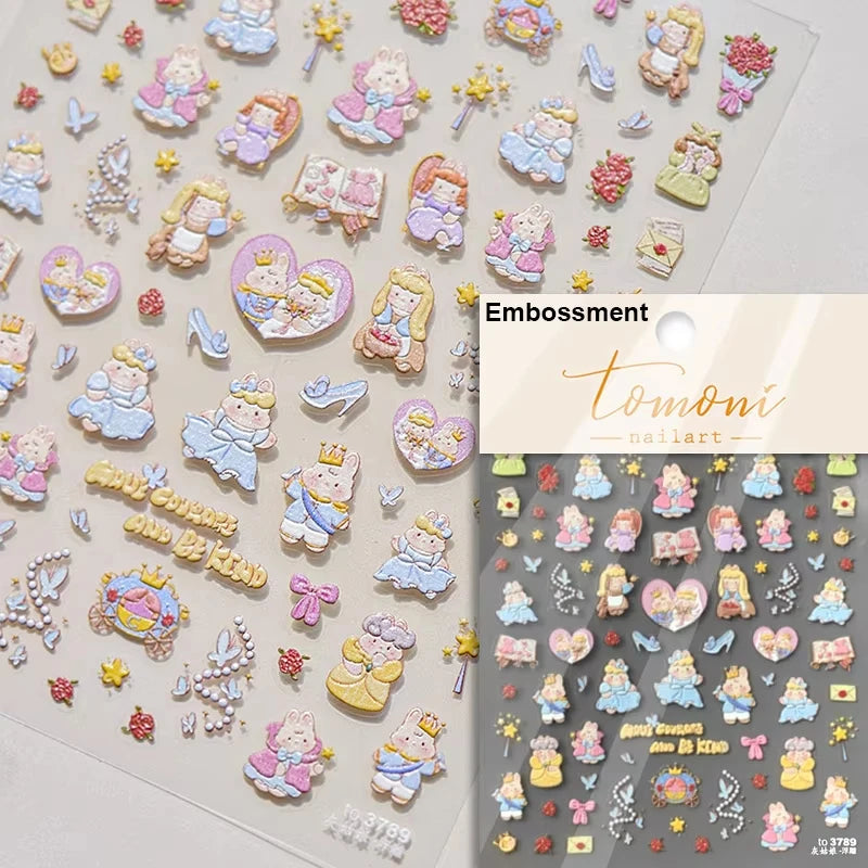 Pink Translucent Peach Jelly Texture 5D Soft Embossed Reliefs Self Adhesive Nail Art Stickers Cute Fruits 3D Manicure Decals