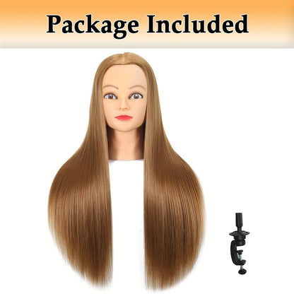 Realistic Mannequin Head With Synthetic Hair Versatile Beauty Training Aid For Hairstylist Makeup Practice Headdoll With Stand