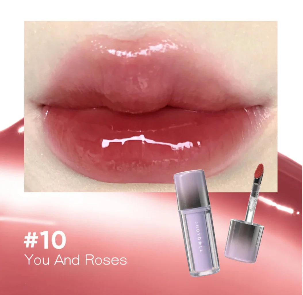 Judydoll Dual Finish Watery Lip Gloss 2.4g Nurturing Hydrating Color Fresh Makeup Cosmetics
