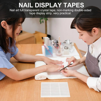 30Pcs Nail Art Adhesive Tape Double Sided Adhesive Transparent Nail Display Tape for Fingernails Decorative Beauty Stickers