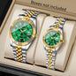 2PCS Fashion Couple's Watches Set Luxury Rhinestone Roma Dial Women Quartz Watch Men Calendar Business Wristwatches（Without Box）