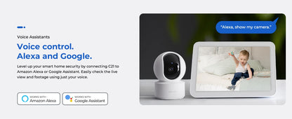IMILAB C21 WiFi Camera 2.5K Baby Monitor Indoor IP Camera with PTZ Night Vision 2-Way Audio Human Tracking AI Detection