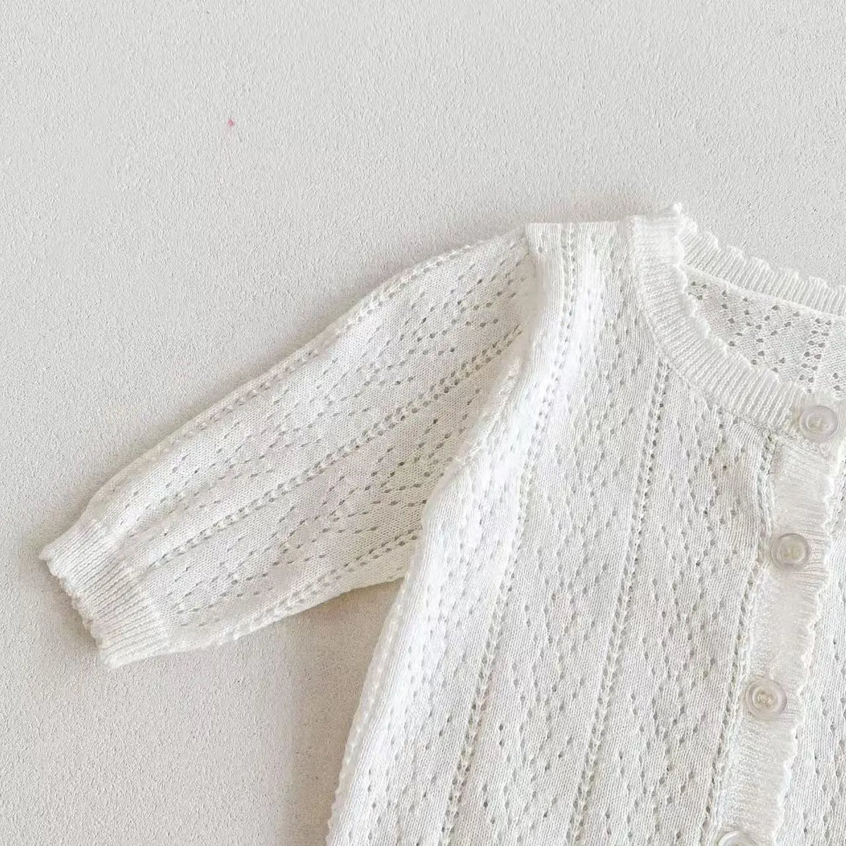 Korean-style Baby Girls' Top - Sweet, Breathable, Soft, and Pure-Color Cardigan