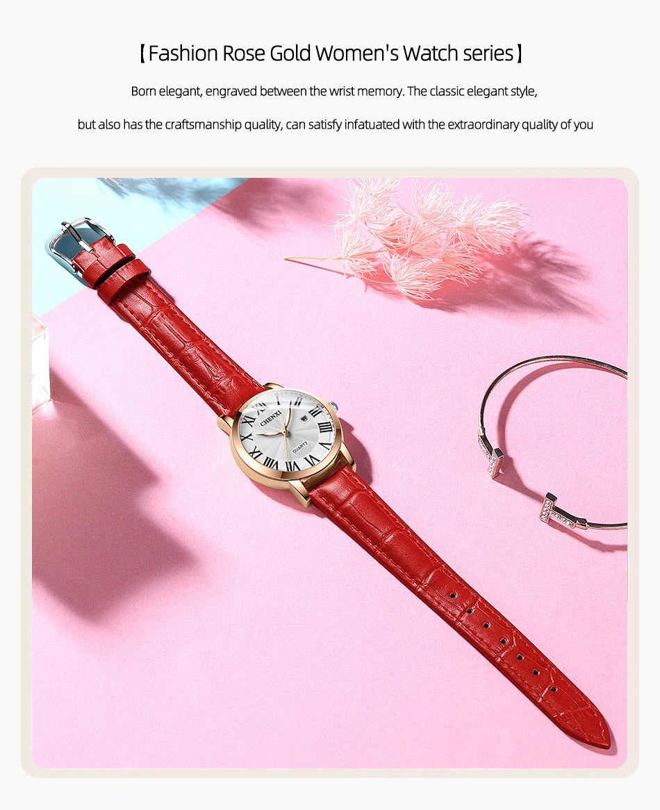 CHENXI New Women Watch Top Luxury Brand Waterproof Ladies Watches Fashion Dress Leather Quartz Wristwatches Relogio Feminino