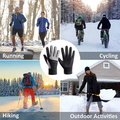 Men Winter Outdoor Warm Full Finger Gloves Waterproof Anti-Slip Touch Screen Compatible Cycling Sports Gloves Thickened Warm