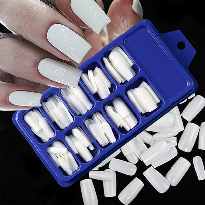 120Pcs Red Short Square Fake Nails Summer Glossy Full Cover Press on Nailtip Acrylic False Fingertip for Women Mother's Day Gift