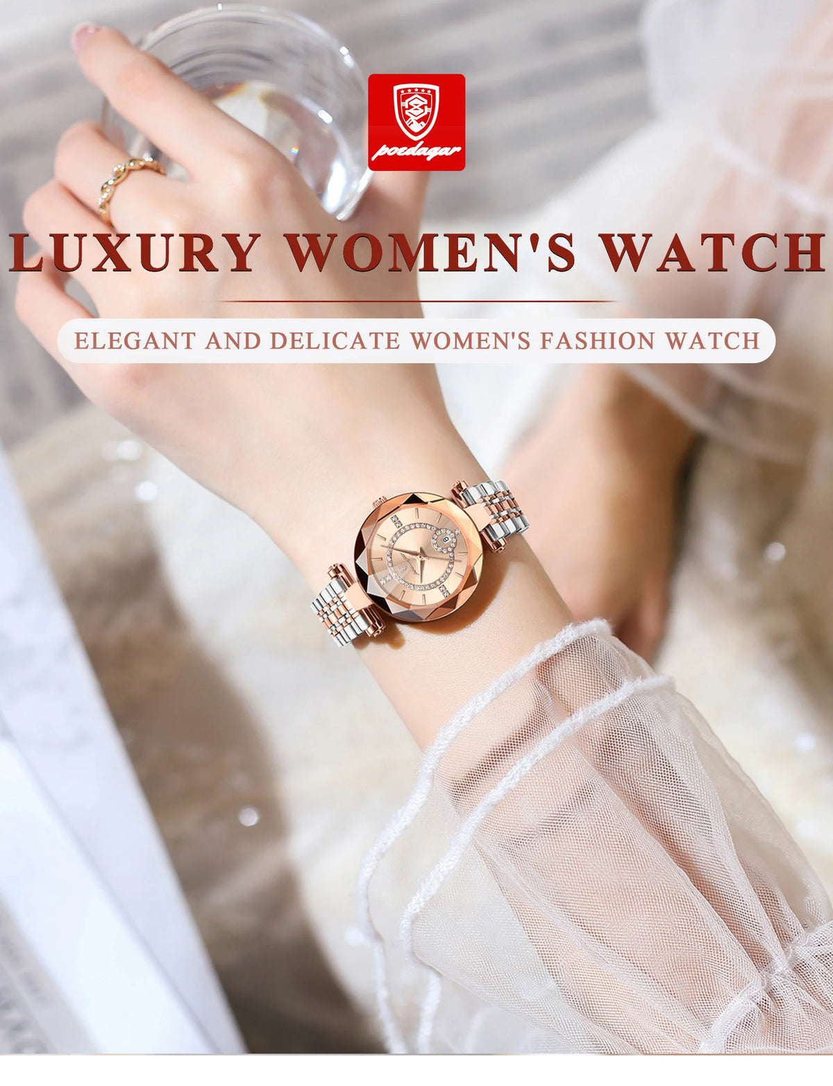 POEDAGAR Luxury Brand Women's Watches Waterproof Stainless Steel Date Ladies Wristwatch Fashion Elegant Quartz Woman Watch Reloj