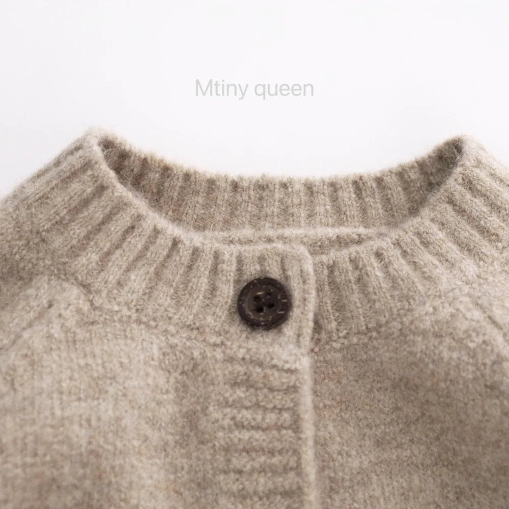 2026 Autumn New Children Long Sleeve Knit Coat Boys Girls Cotton Knitted Cardigan Baby Vintage Sweater Jacket Kids Clothes