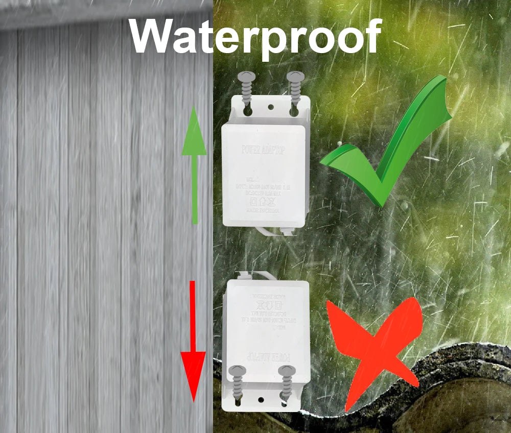 2pcs Power Adapter EU Outdoor Waterproof AC 100-240V Input DC 12V Volt Output Supply Charger Europe Universal Adapter Converter