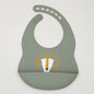 Customize Cartoon Animal Silicone Baby Bib with Name & Pattern Food-Grade Solid Feeding Bib DZ31