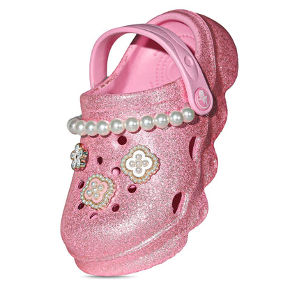 Kids' Glitter Clog, Lightweight EVA Garden Shoes, Waterproof Non-Slip Sandals, Comfortable Slip-On Shoes for Indoor Outdoor 1214