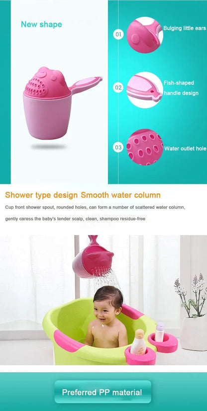 Toddler Shampoo Cup Baby Bath Caps Child Washing Hair Cup with Eye Protection Bathing Bailer Kids Shower Spoons - Bathing Tool