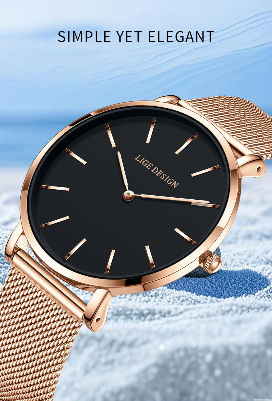 Reloj LIGE 2025 TOP Elegant Women's Watch Fashion Simple Ladies Watch Dress Gift Quartz Waterproof Watch for Women montre femme