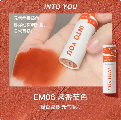 INTO YOU Lip Mud Heroine Matte Velvet Lip and Cheek Dual-use Lip Mud Soft Fog Smooth Blush INTOYOU Lip Lipstick Makeup