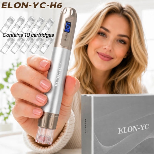 Newly ELON-YC-H6 Microneedling pen 2-in-1 beauty equipment with 10 cartridges Needle length 0.25mm