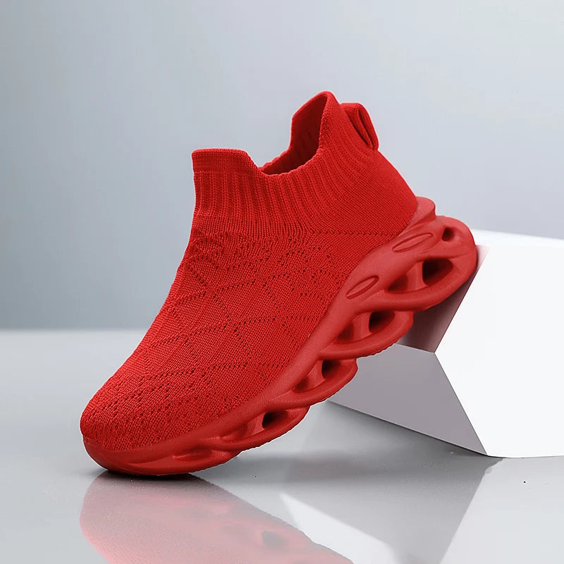 Children Sneaker Boys Sock Shoes Fashion Knit Spring Breathable Lightweight Running Sports Shoes Boy Slip on Casual Sneaker