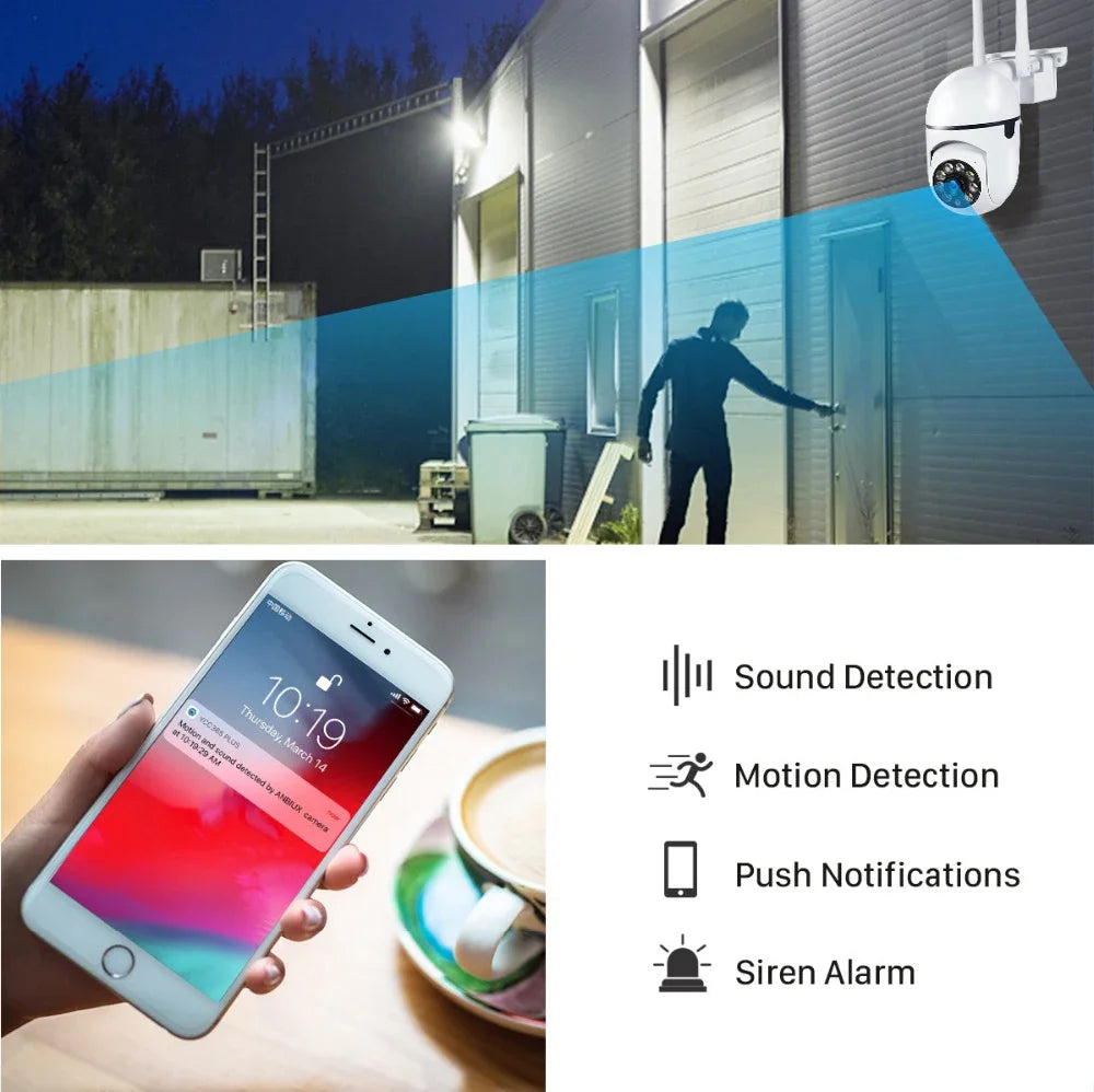 8MP Wifi Surveillance Camera PTZ Wireless IP Camera 8X Zoom AI Human Tracking Two-way Audio Color Night Vision Security Cam CCTV