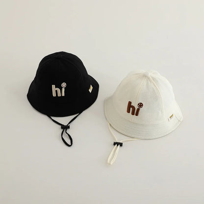 New Embroidered Letter Baby Bucket Hats Spring Sunhat Fishing Hat Sunshade Visor Boy Girl Outdoor Fashion Beach Cap For 6-24M