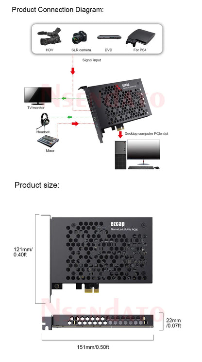Ezcap380 GameLink RAW 4K 30fps 1080p120 HDMI PCIE Video Capture Card PCI-E HDMI Audio Video Grabber Recorder with Line in Out