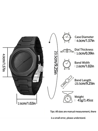 Men's Silicone Quartz Watch Casual Set Birthday Gift for Father No Box Included Fashionable Timepiece for Casual Wear