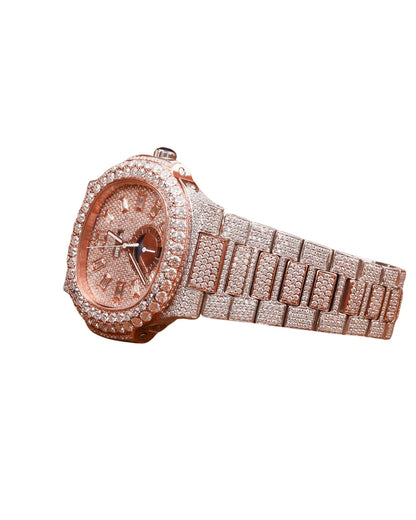 Top Best Quality Daily Strong Use Moissanite Round Cut Diamond Watch Full White Gold Dial Ready Stock Quartz Watches